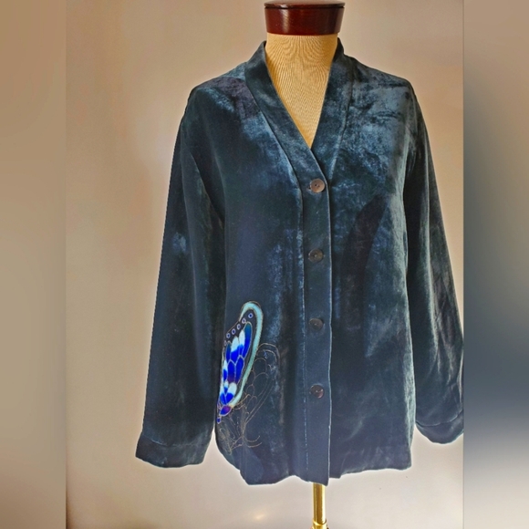 CHICO'S ANNIVERSARY COLLECTION  silk/Rayon butterfly jacket. Size 1 (M/8) - Picture 1 of 15